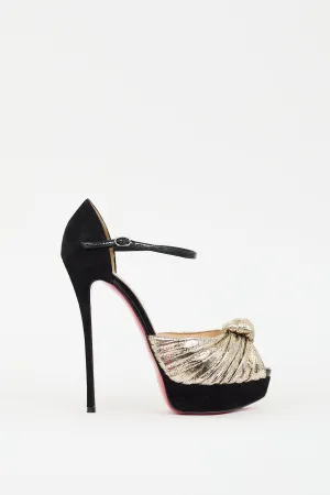 Black & Gold Leather & Suede Marchavekel Pump