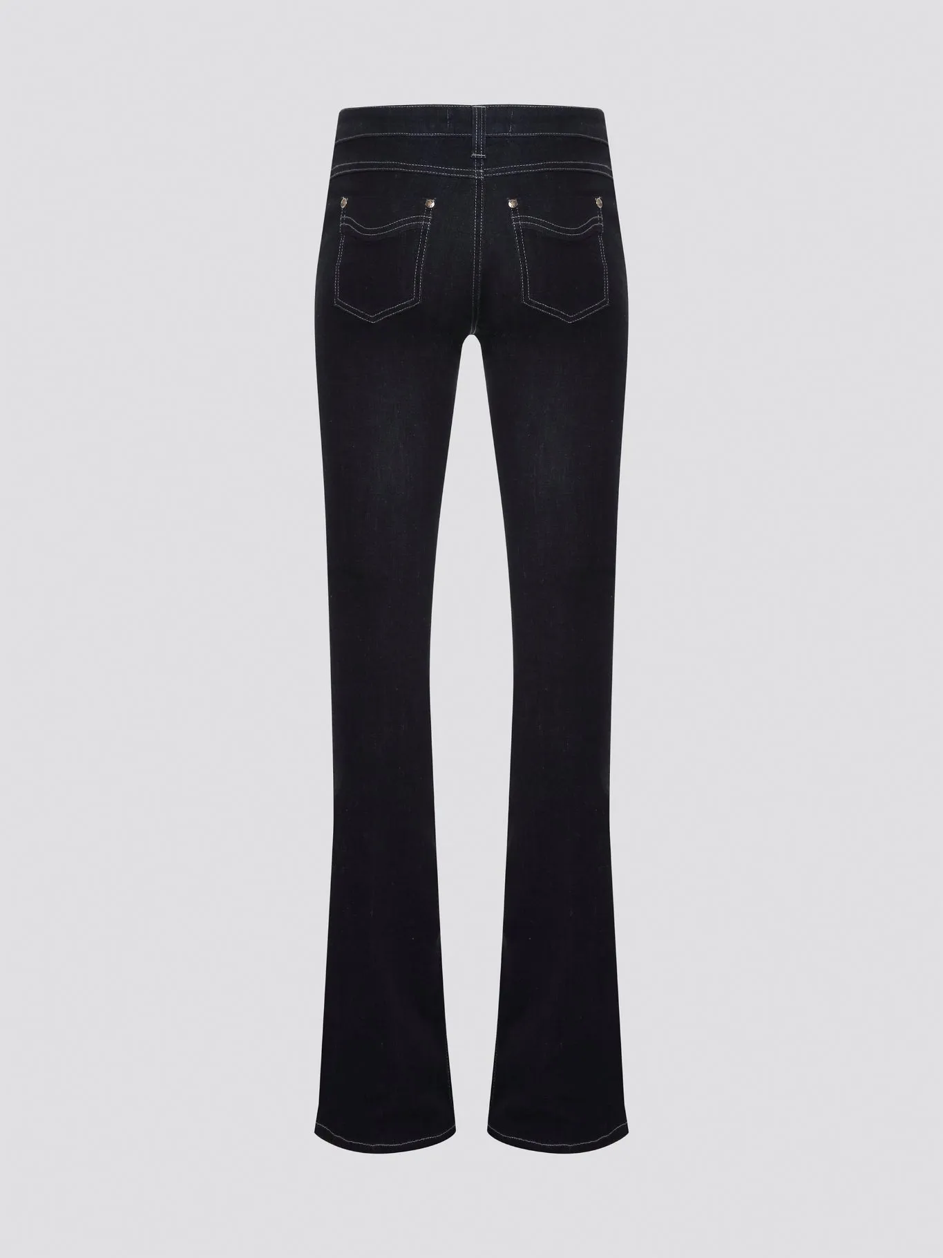 Black Contrast Stitch Flared Jeans