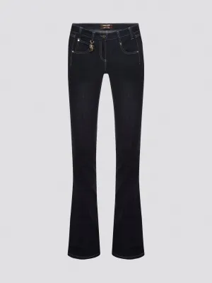 Black Contrast Stitch Flared Jeans