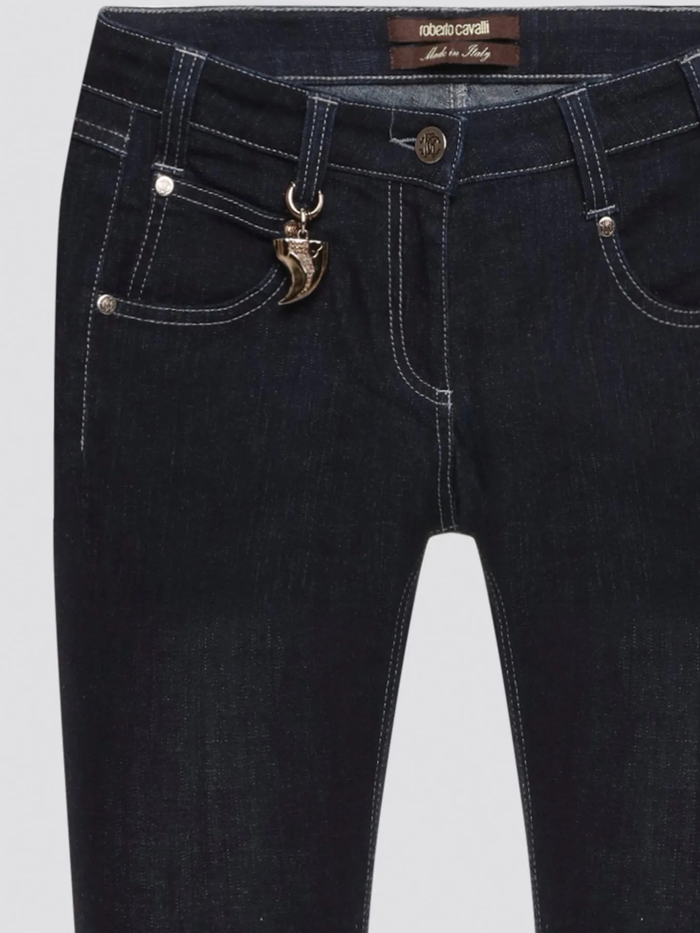 Black Contrast Stitch Flared Jeans