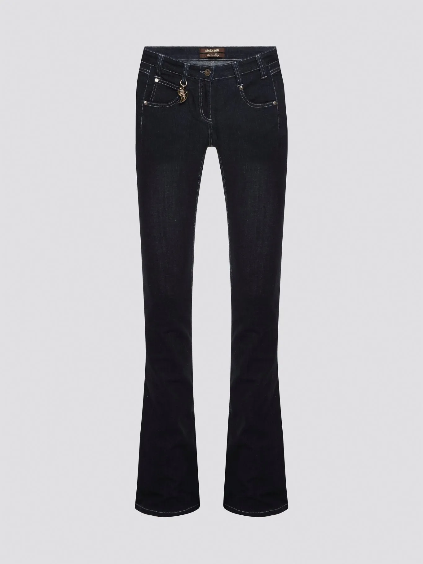 Black Contrast Stitch Flared Jeans