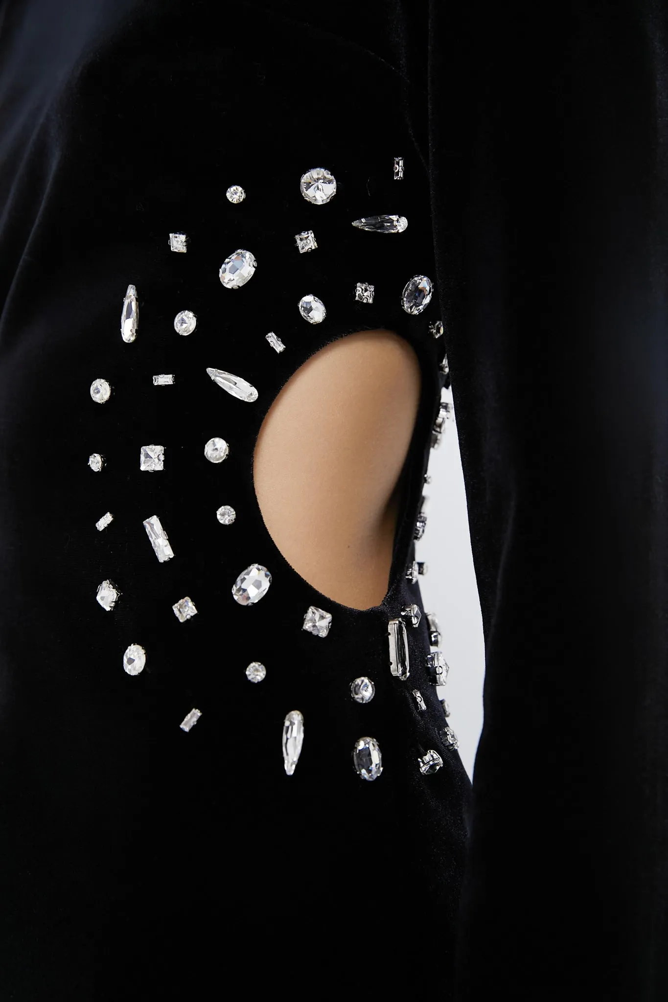 Black Embellished Velvet Jules Midi Dress