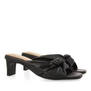 Black knot leather mules