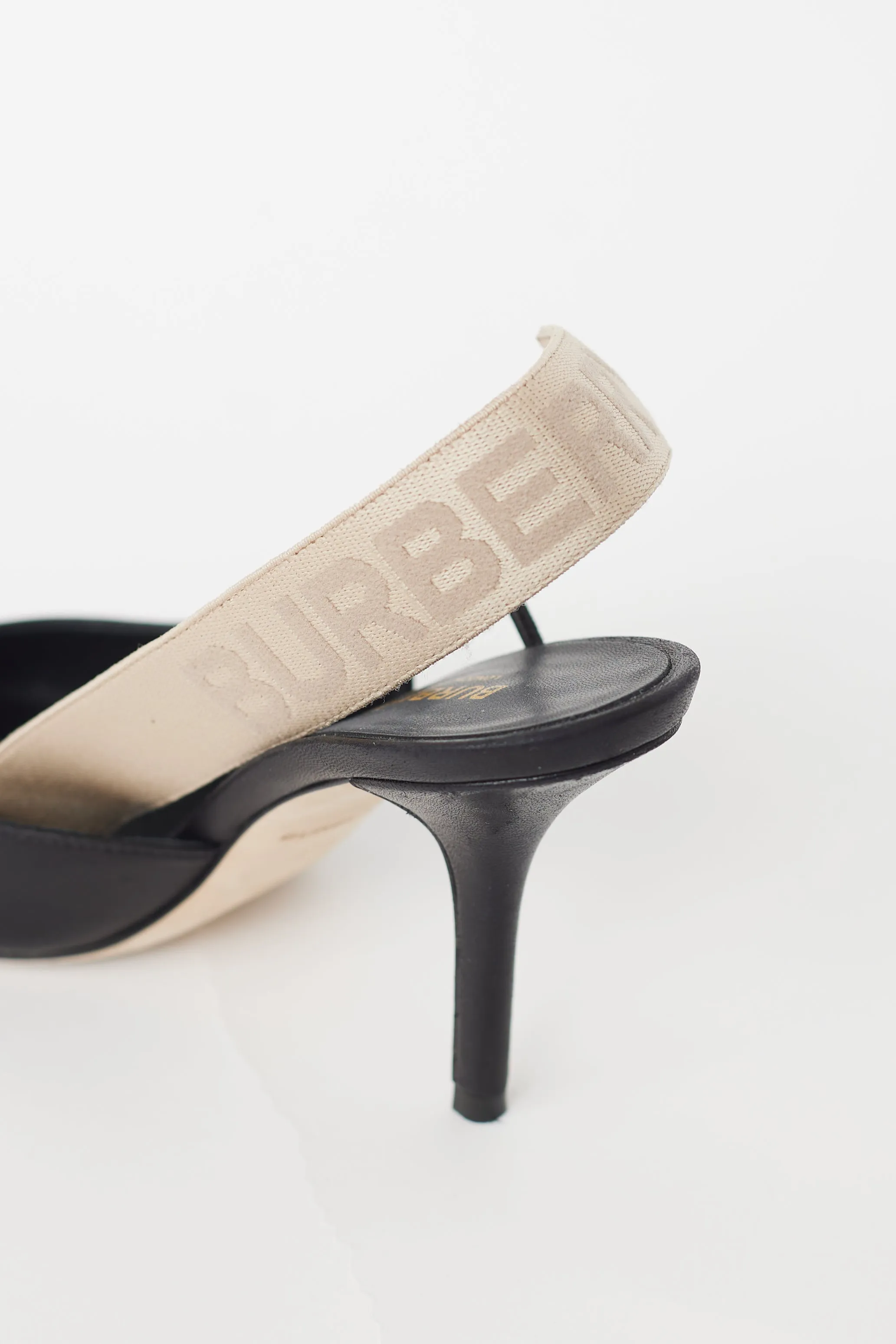 Black Leather Cream Slingback Maria Logo Pump