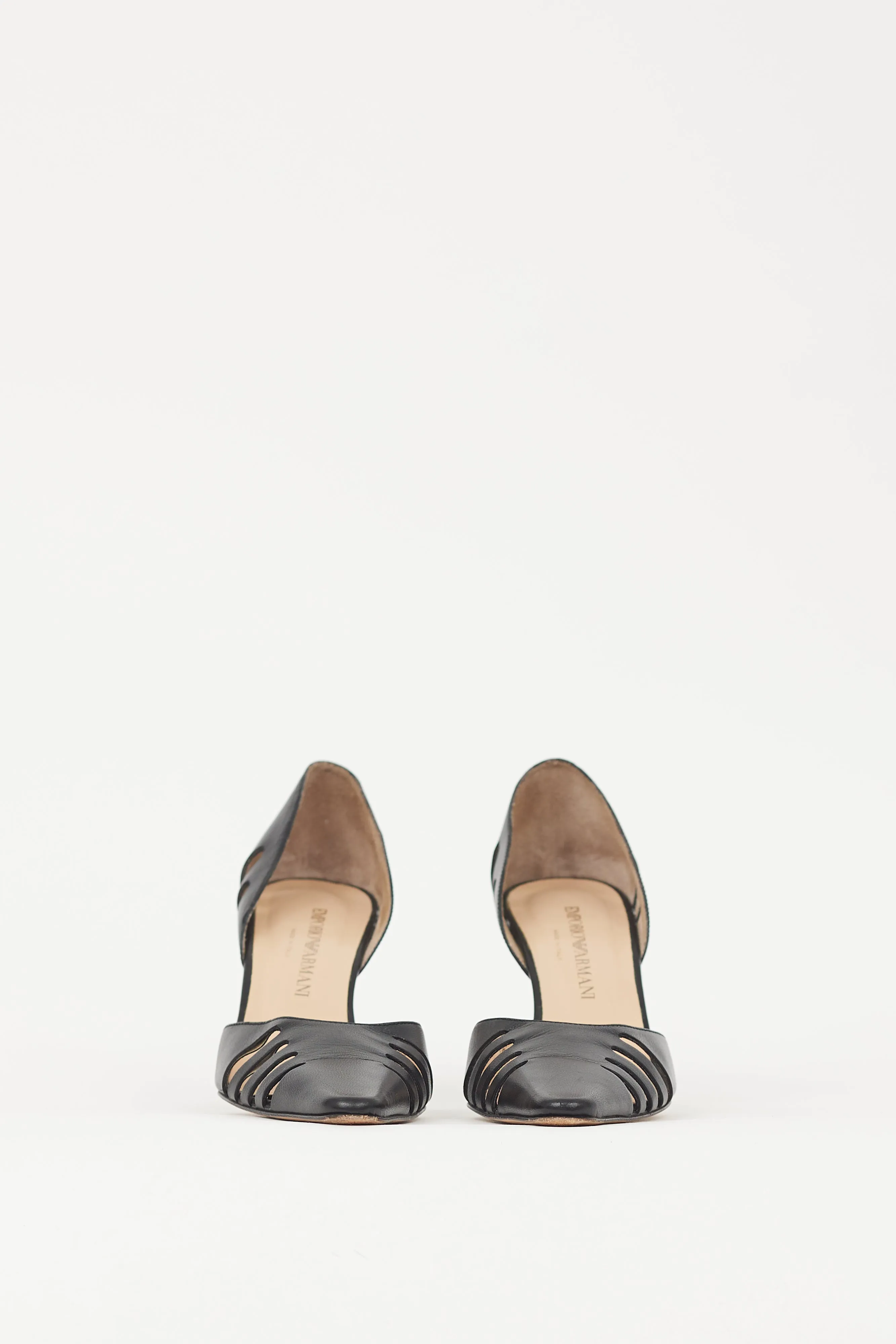 Black Leather Cutout Heel