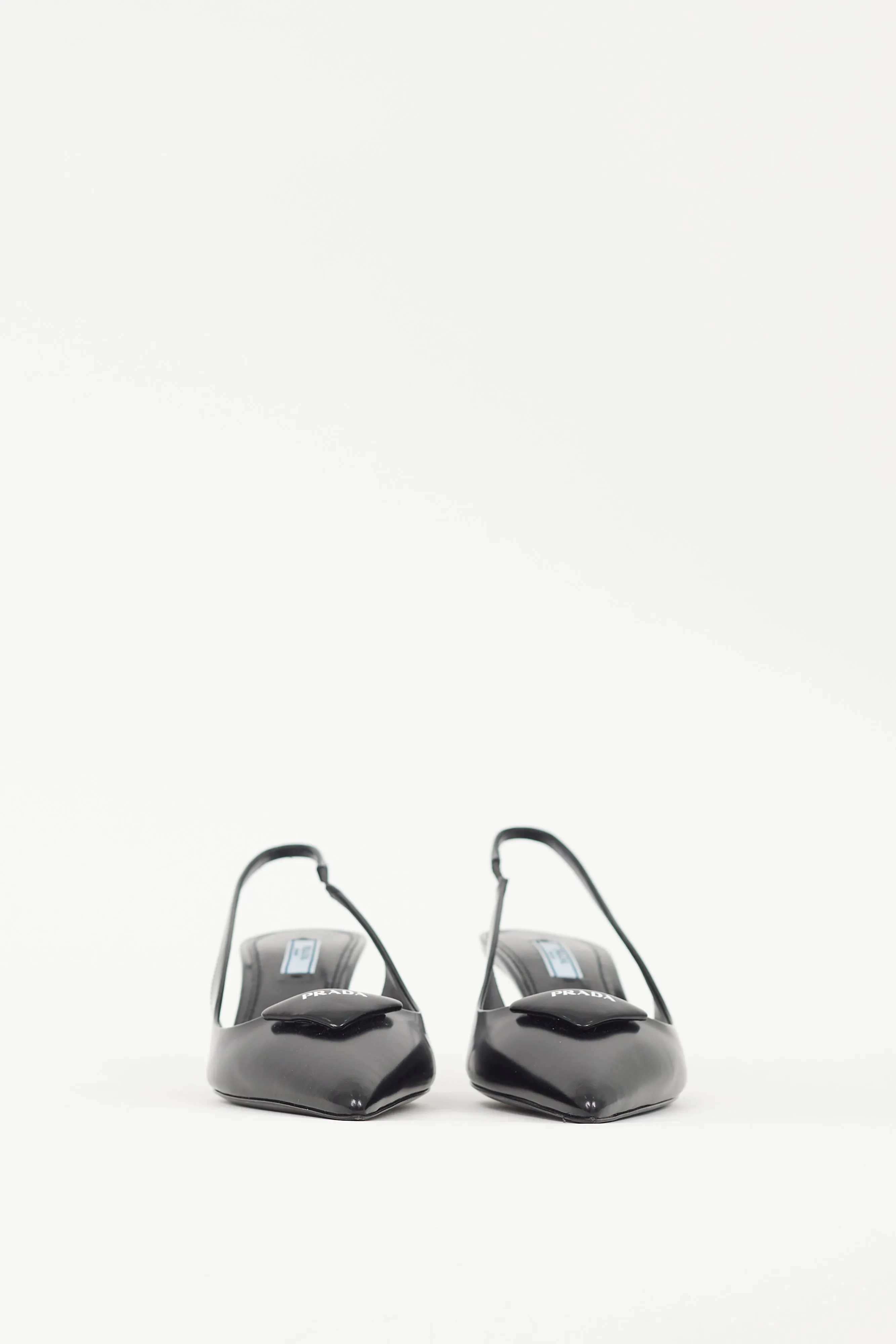 Black Leather Logo Slingback Pump