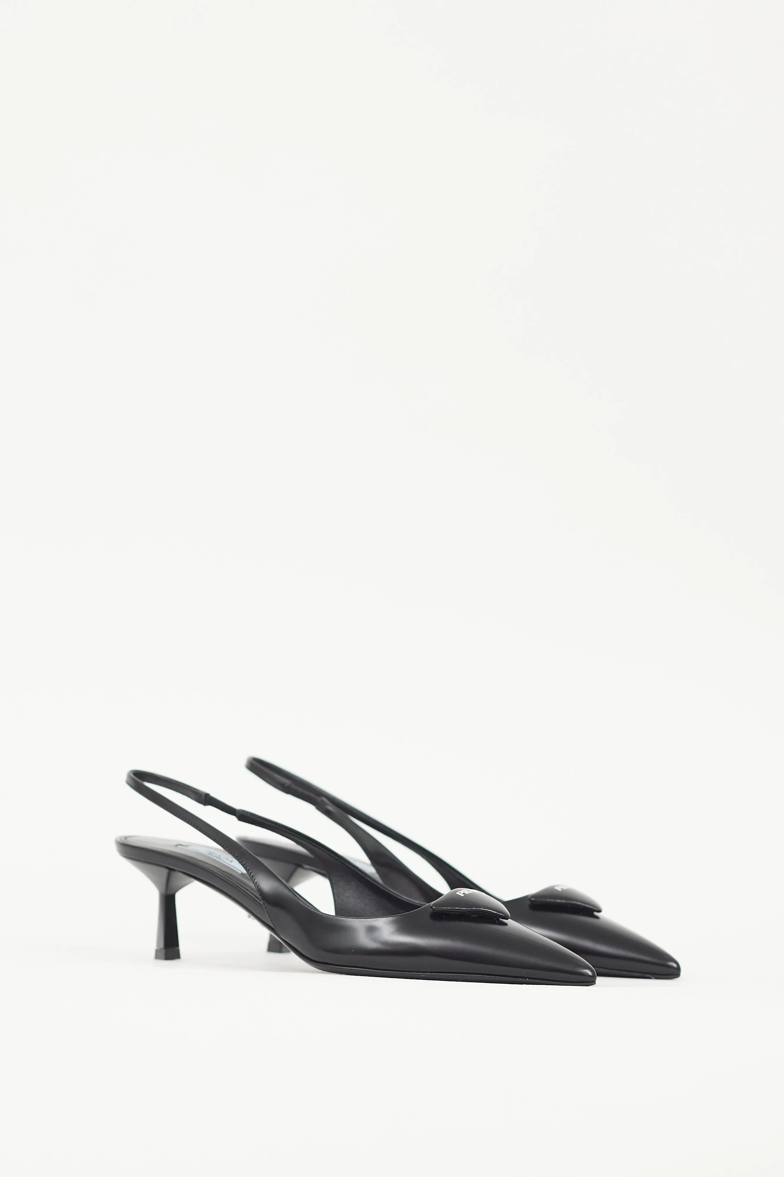 Black Leather Logo Slingback Pump