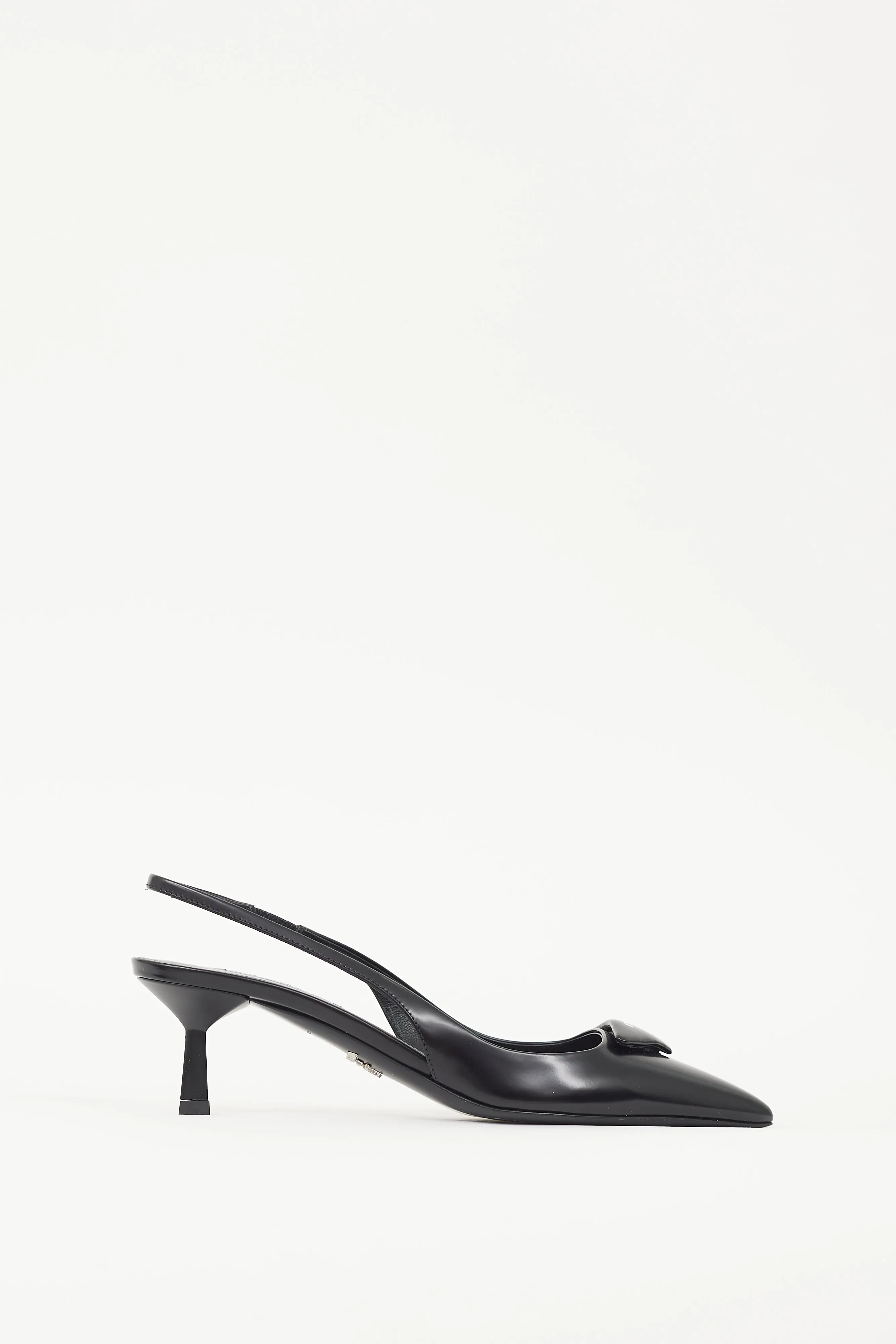 Black Leather Logo Slingback Pump