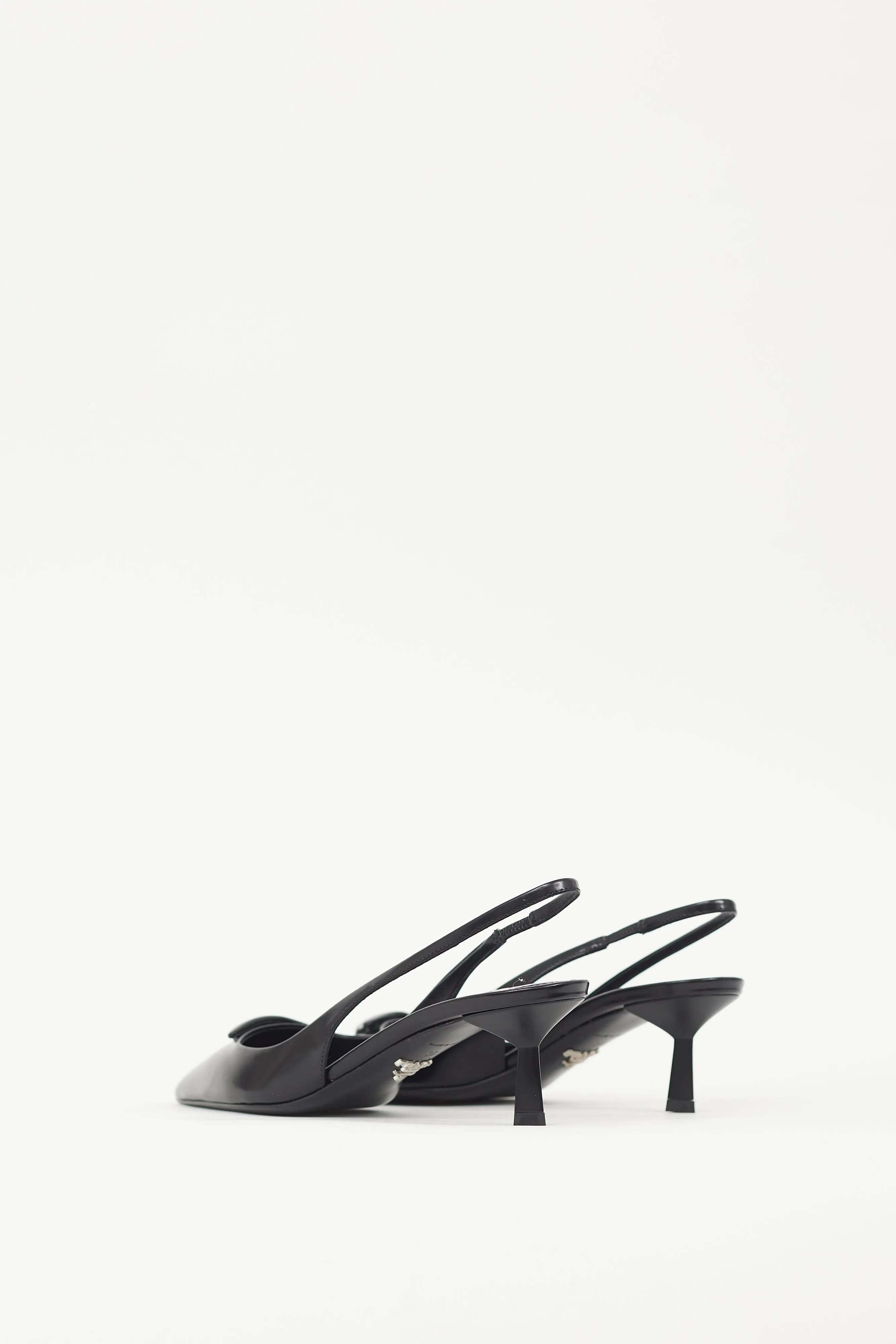 Black Leather Logo Slingback Pump