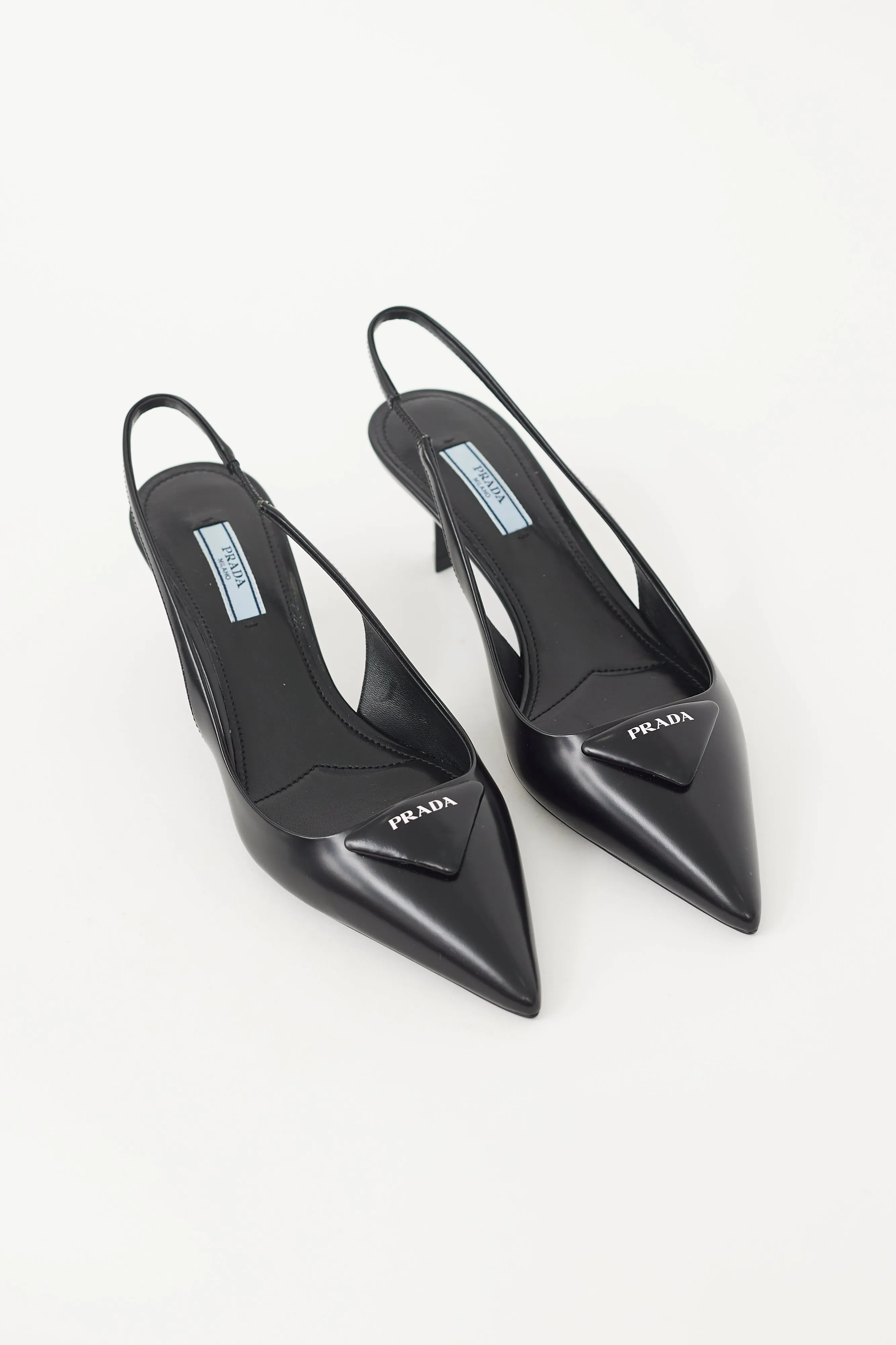Black Leather Logo Slingback Pump