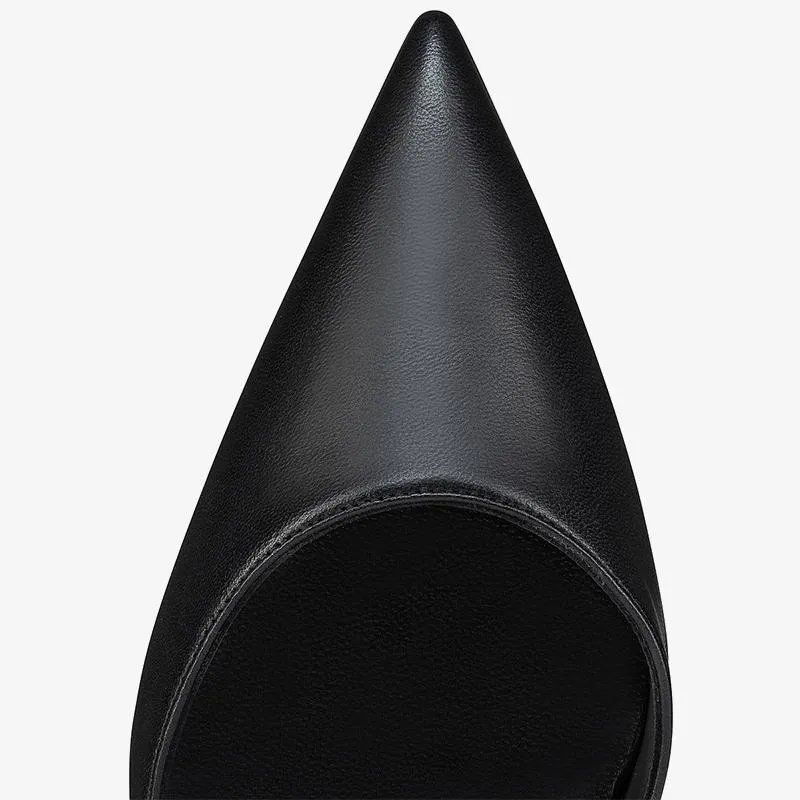 Black Leather Pointed Toe Pumps