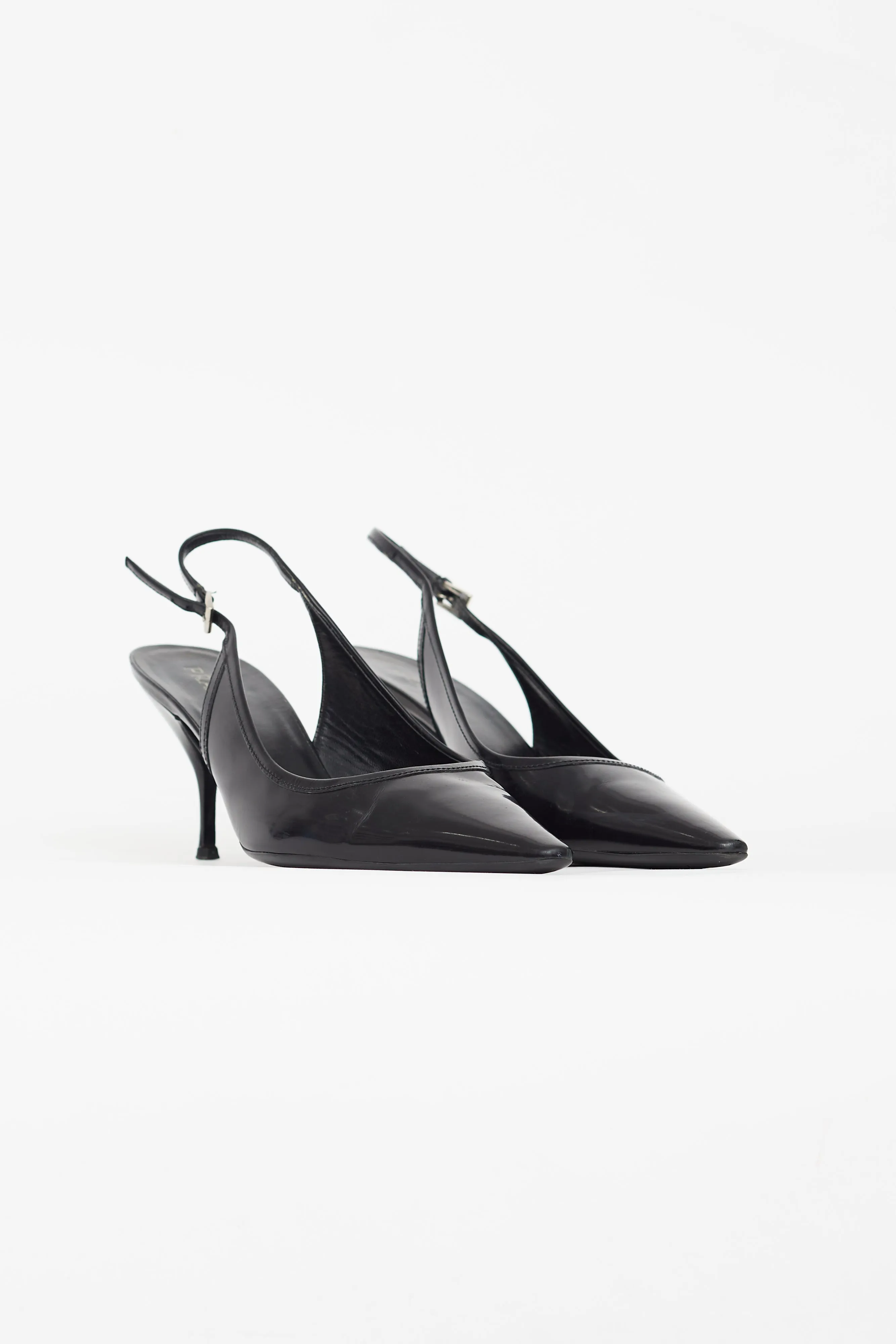 Black Leather Slingback Pump