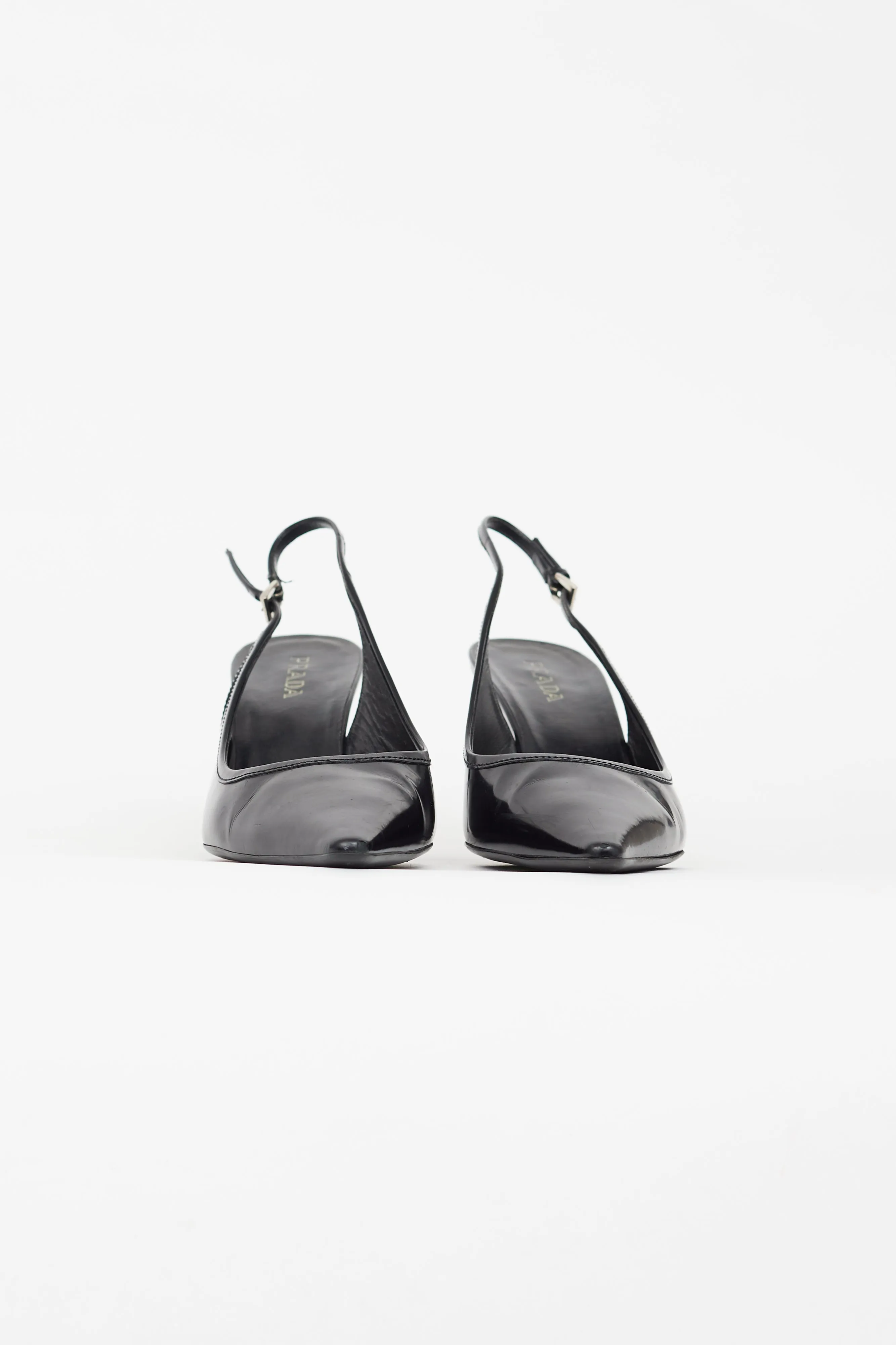 Black Leather Slingback Pump