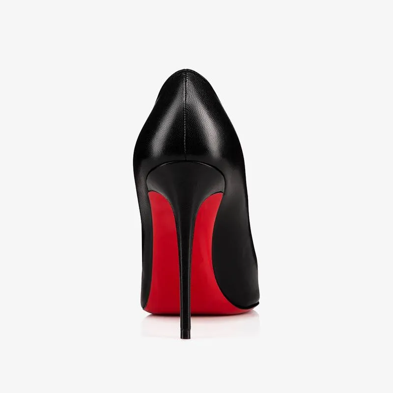 Black Leather Stiletto Pumps