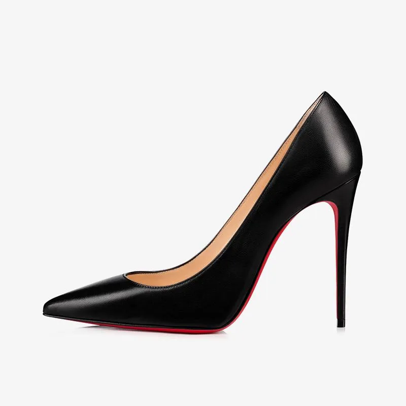 Black Leather Stiletto Pumps