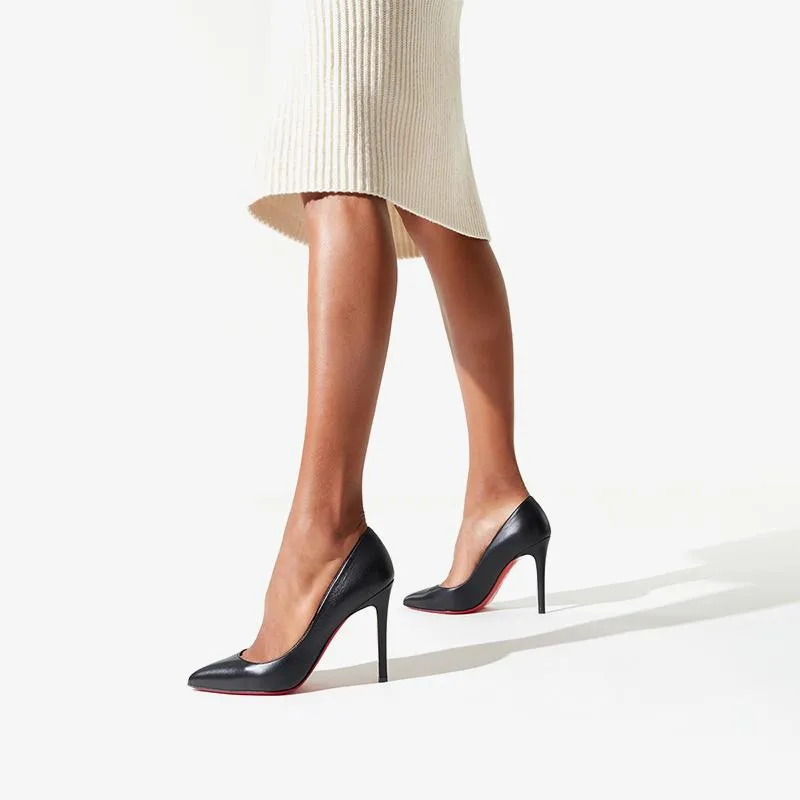 Black Leather Stiletto Pumps