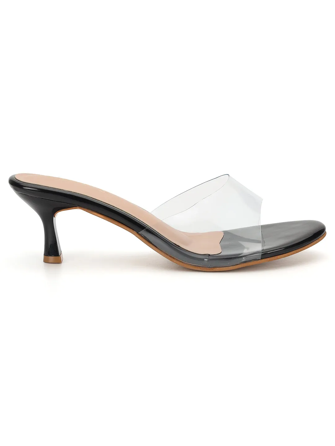 Black Perspex Stylish Slip-On Stiletto Mules (TC-NK-008-BLK)