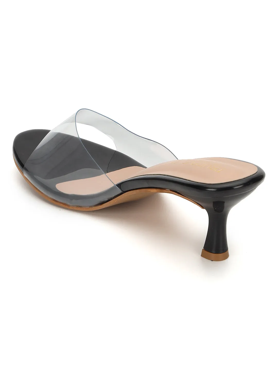 Black Perspex Stylish Slip-On Stiletto Mules (TC-NK-008-BLK)