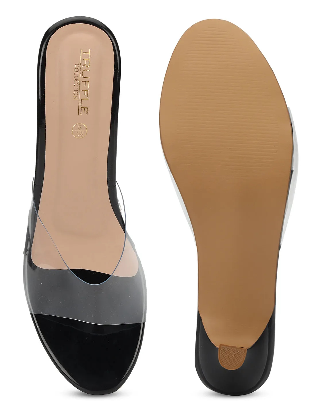 Black Perspex Stylish Slip-On Stiletto Mules (TC-NK-008-BLK)