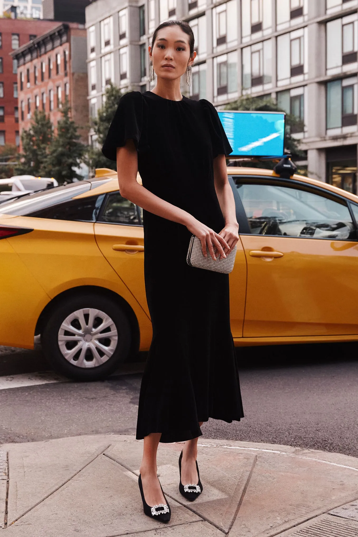 Black Velvet Elodie Dress