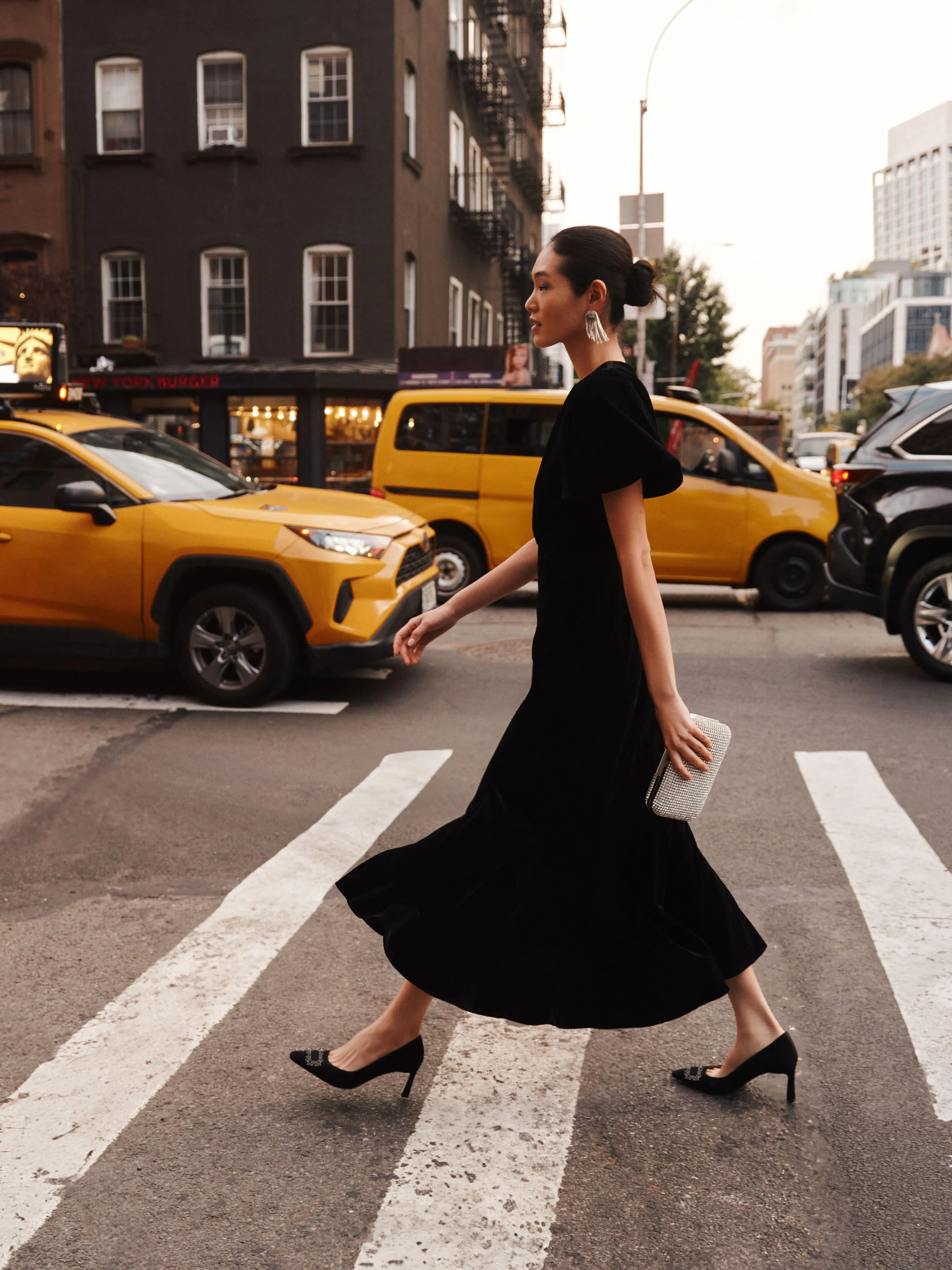 Black Velvet Elodie Dress