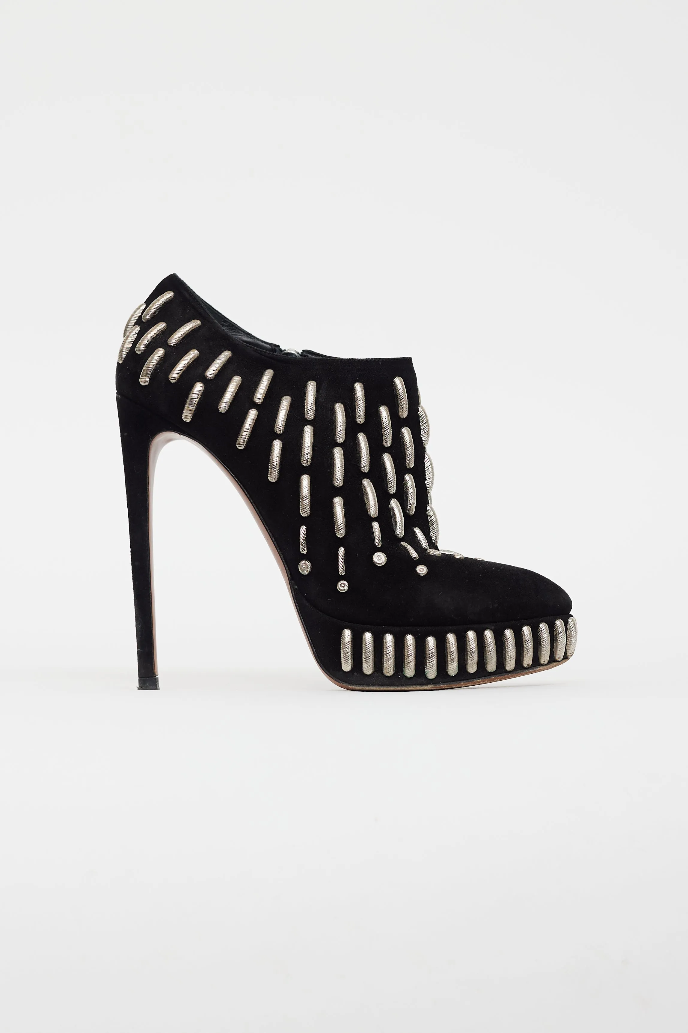 Black Velvet Silver Bead Heel