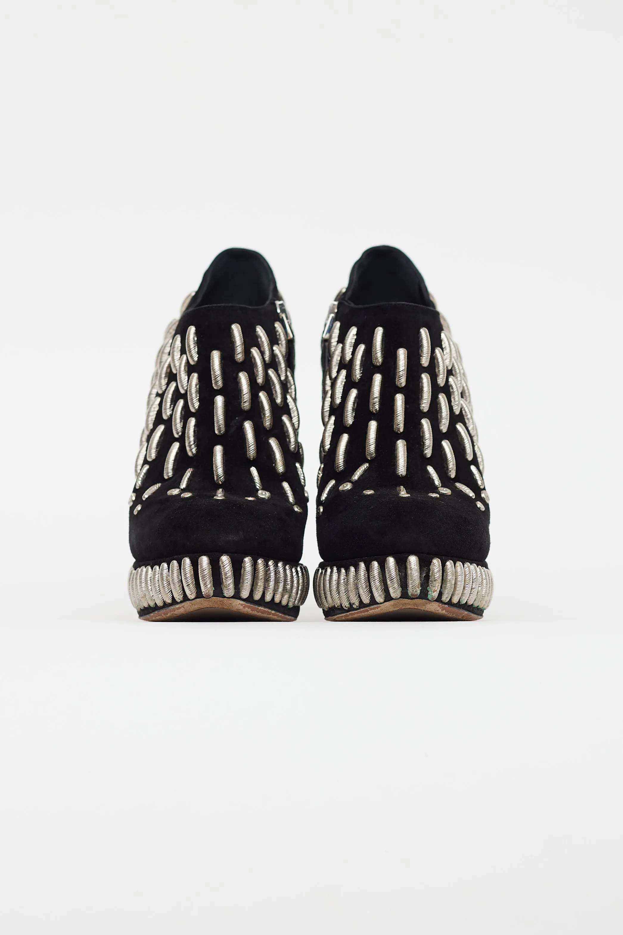 Black Velvet Silver Bead Heel