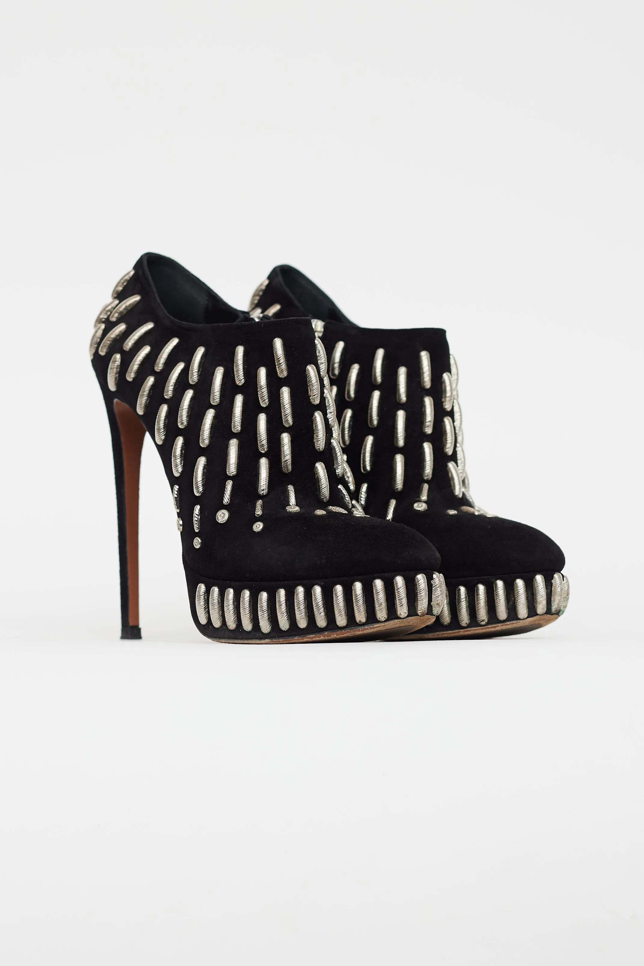 Black Velvet Silver Bead Heel