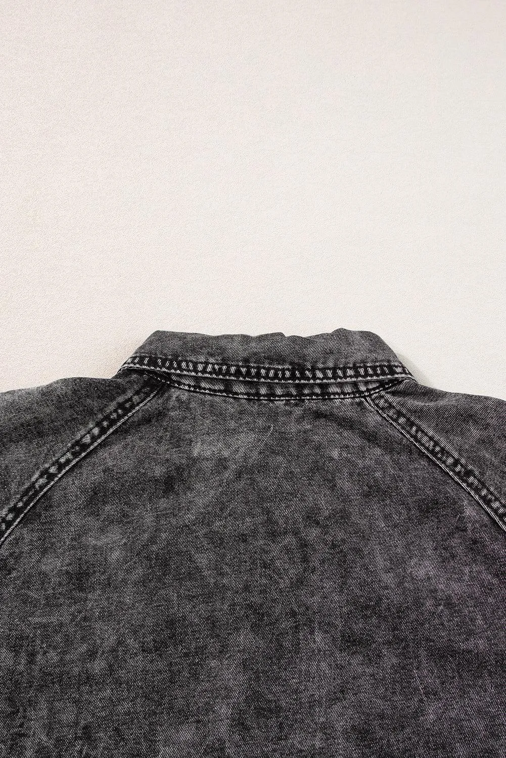 Blue Mineral Washed Ruffled Short Sleeve Pocketed Denim Dress