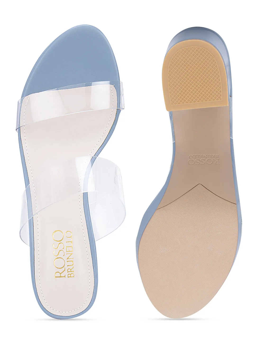 Blue Open Toe Platform Heels