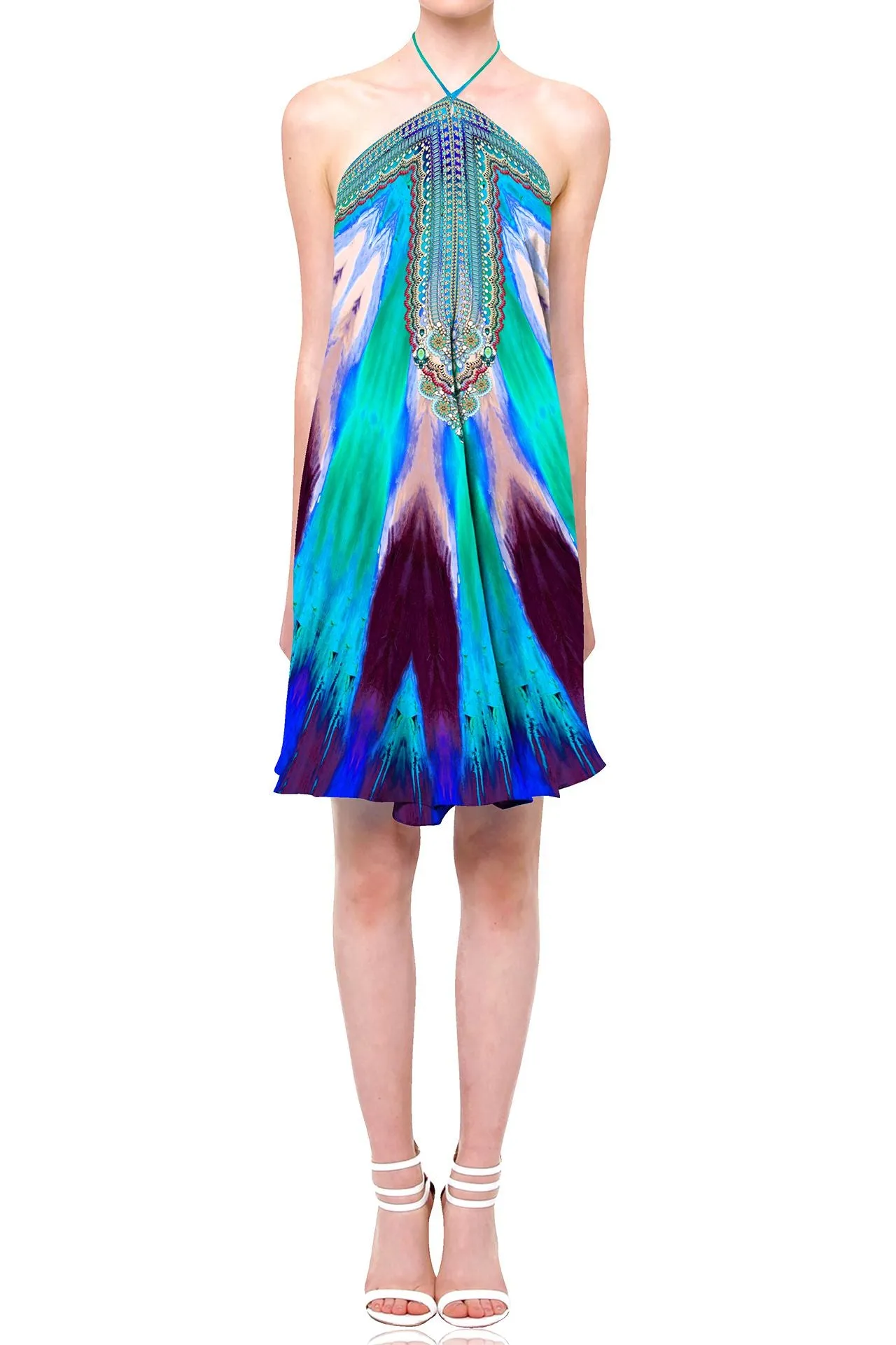 Blue Short Printed Dress
