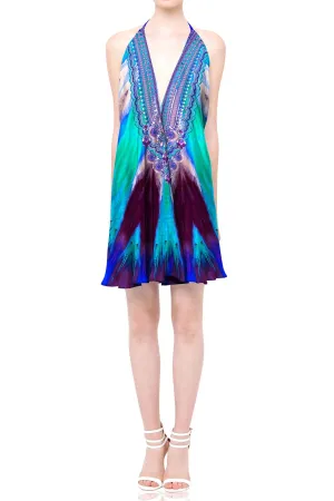 Blue Short Printed Dress