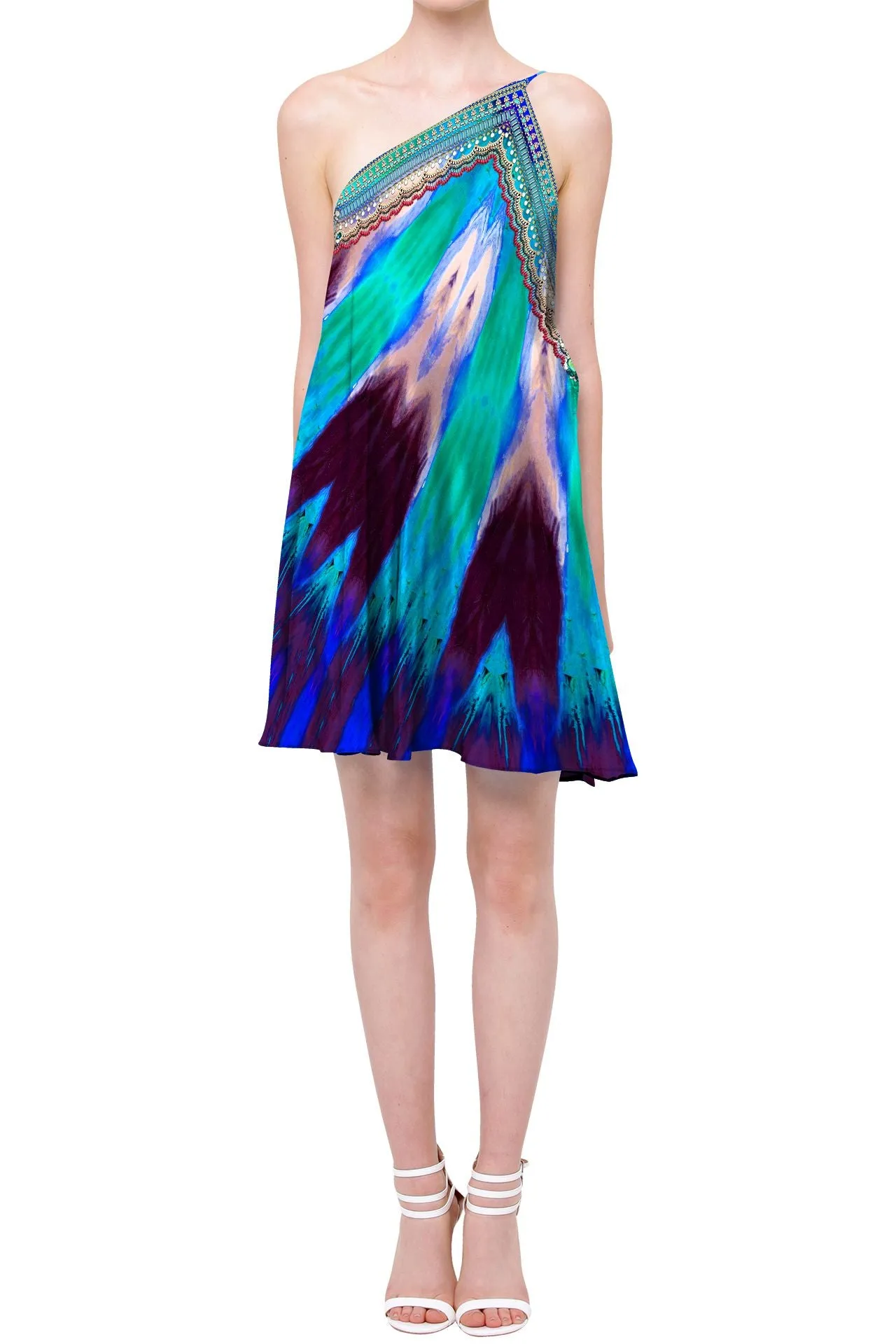 Blue Short Printed Dress