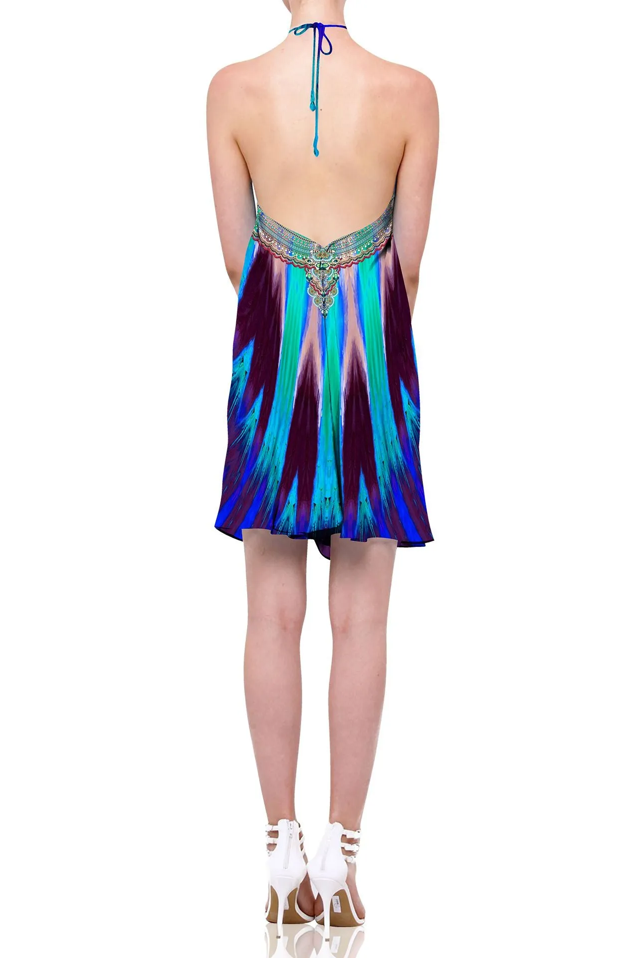 Blue Short Printed Dress