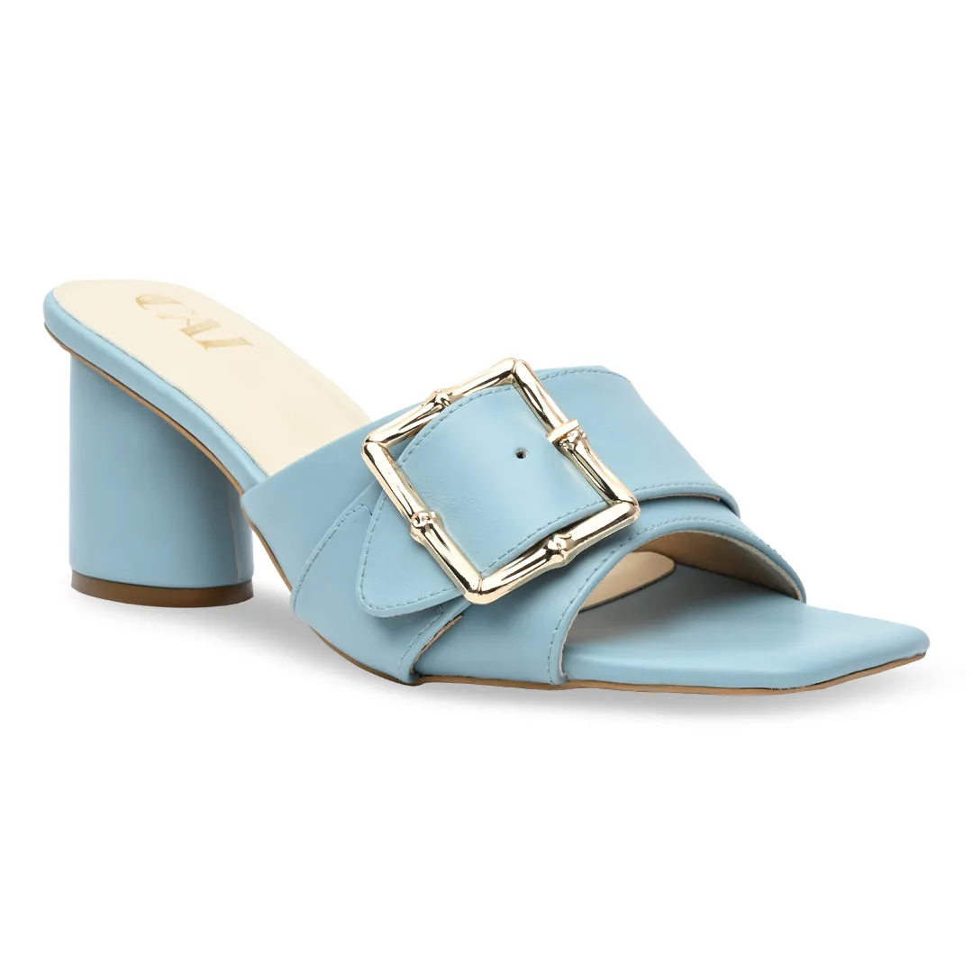 Blue Strap Buckle Heels