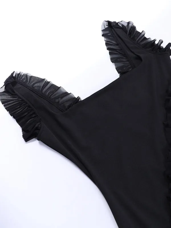 Blue Zone Planet |  Ava's High Slit Ruffle Bodycon Sling Floor-Length Dress