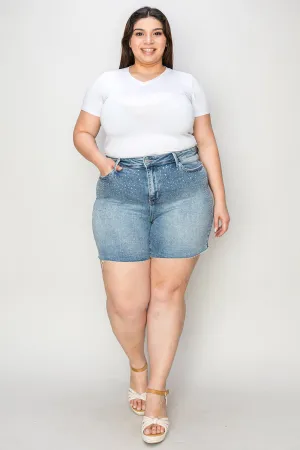 Blue Zone Planet |  Judy Blue Full Size High Waist Rhinestone Decor Denim Shorts