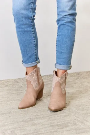 Blush Rhinestone Ankle Bohemian Cowgirl Booties