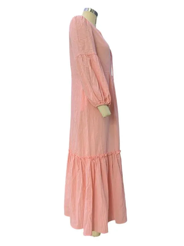Bohemian Chic V-Neck Puff Sleeve Summer Dress for Effortless Elegance