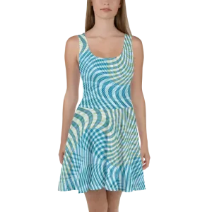 Bold Blue and Yellow Striped Skater Dress