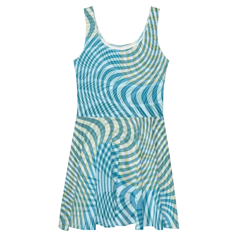 Bold Blue and Yellow Striped Skater Dress