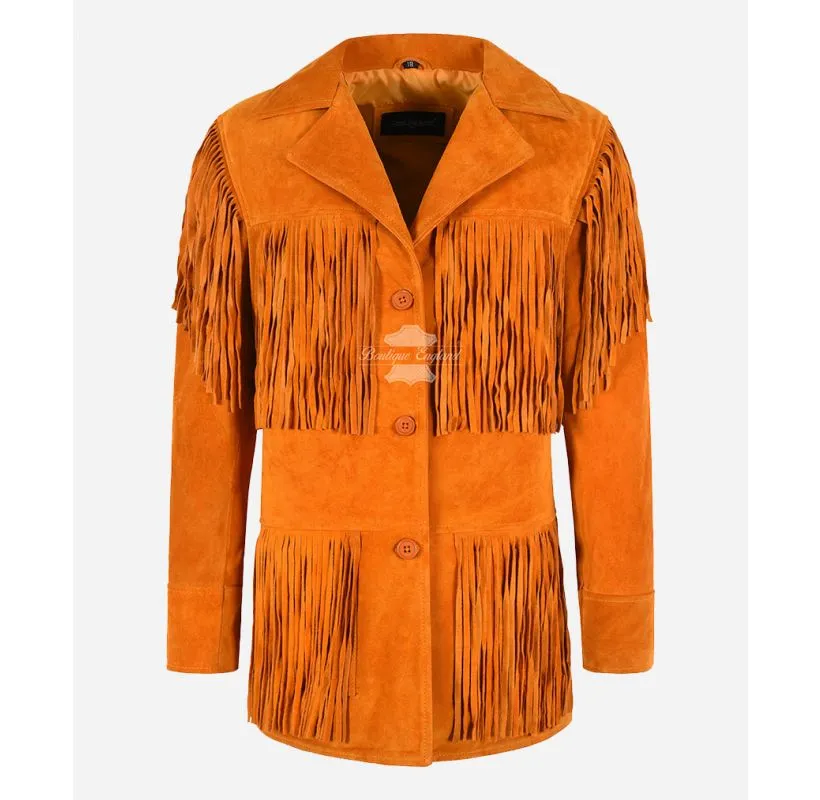 Bonnie Fringe Jacket Women Western Bohemian Fringe Suede Jacket