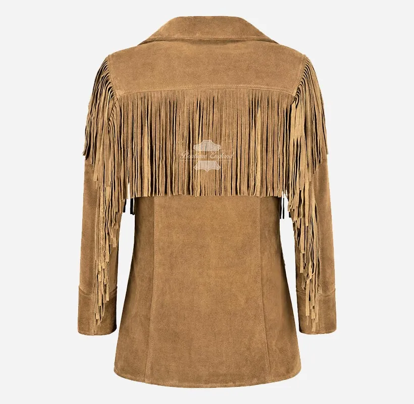 Bonnie Fringe Suede Jacket Women Western Bohemian Fringe Jacket