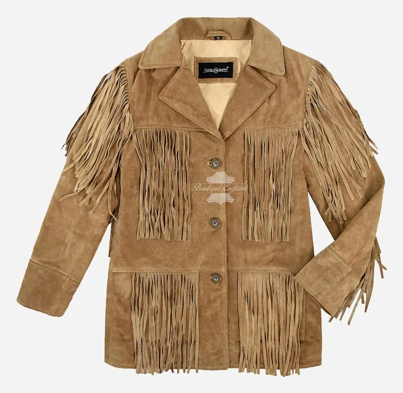 Bonnie Fringe Suede Jacket Women Western Bohemian Fringe Jacket