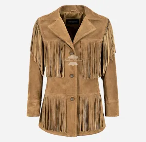 Bonnie Fringe Suede Jacket Women Western Bohemian Fringe Jacket