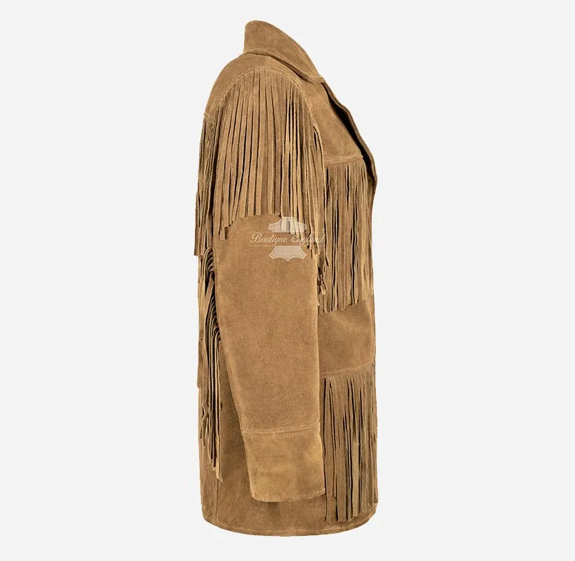 Bonnie Fringe Suede Jacket Women Western Bohemian Fringe Jacket