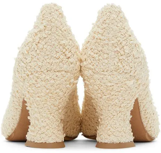 Bottega Veneta Off-White BouclÃ© Almond Pumps