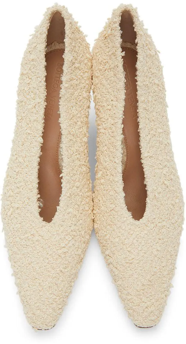 Bottega Veneta Off-White BouclÃ© Almond Pumps