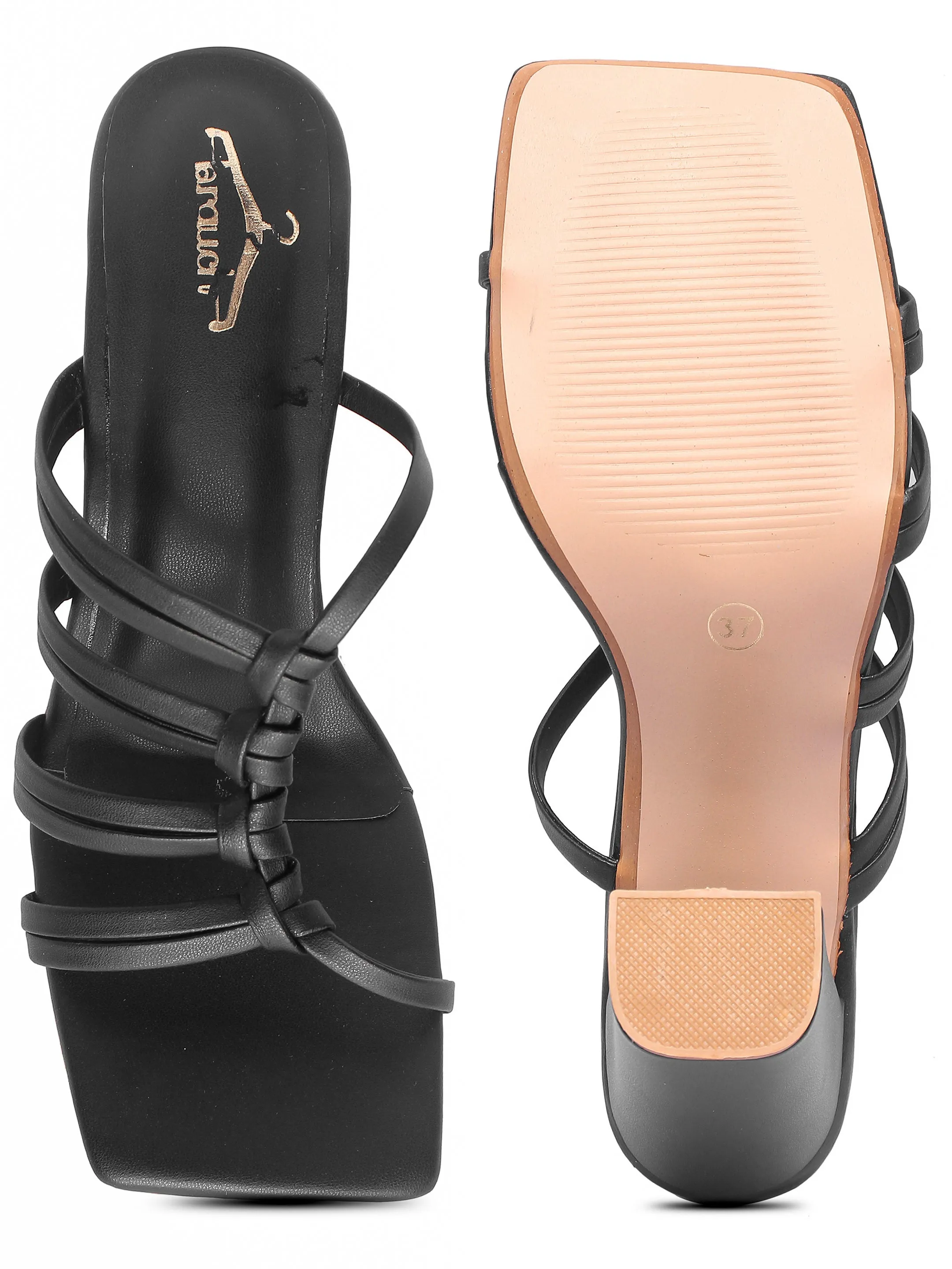Brauch Black Multistrap Knot heel