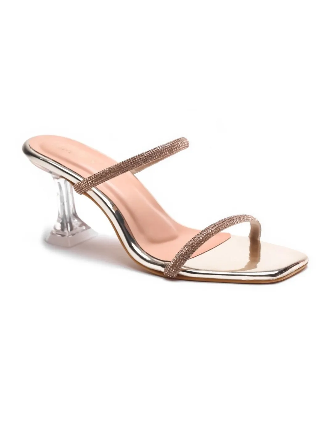 Brauch Gold Multistrap Rhinestone Prism Stiletto Prism Heel